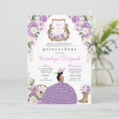 Hübscher Lila Western Charro Quinceañera Einladung (Stehend Vorderseite)