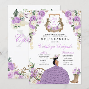 Hübscher Lila Western Charro Quinceañera Einladung