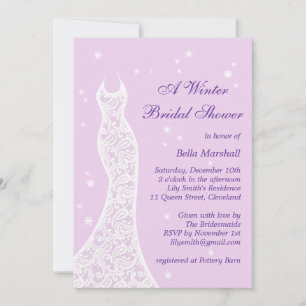 Hübscher Lila Winter Bridal Dusche Einladung