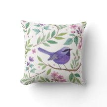 Hübscher Lila Wren Accent Throw Pillow Square