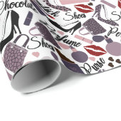 Hübscher Lipstick, Parfüm-, Lutsch- und Schuhmuste Geschenkpapier (Rolleneckpunkt)