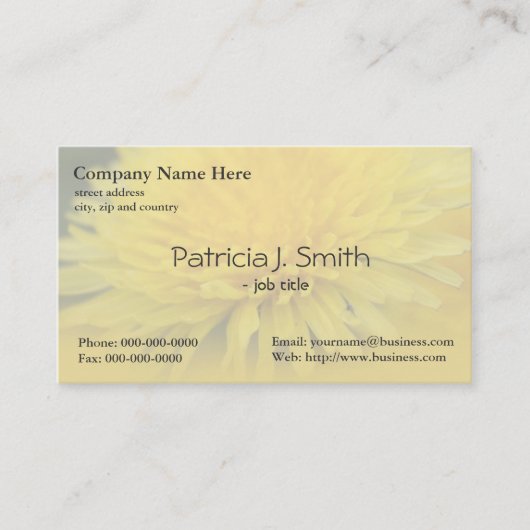 Hübscher Löwenzahn Visitenkarte (Vorderseite)