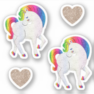 Hübscher Mädchen Süßer Spaß Regenbogen Einhorn Auf Aufkleber