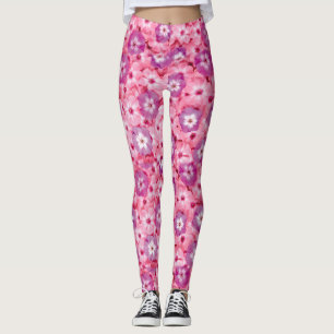 Hübscher magentaroter rosa Phlox-Blumenmuster Leggings