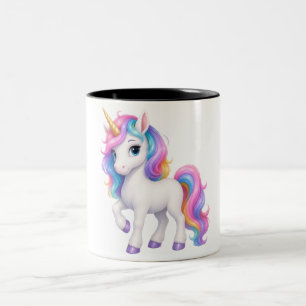 Hübscher magischer Regenbogen-Einhorn-Kaffeebecher Zweifarbige Tasse