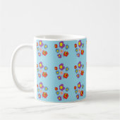 Hübscher Marienkäfer und Blumen Hellblaues Muster Kaffeetasse (Links)