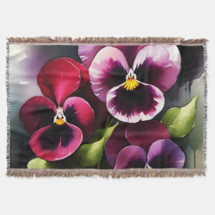 Hübscher Marondaek rote Stiefmütterchen Aquarellma Decke