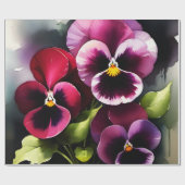 Hübscher Marondaek rote Stiefmütterchen Aquarellma Geschenkpapier (Flach)