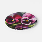 Hübscher Marondaek rote Stiefmütterchen Aquarellma Pappteller (Schrägansicht)