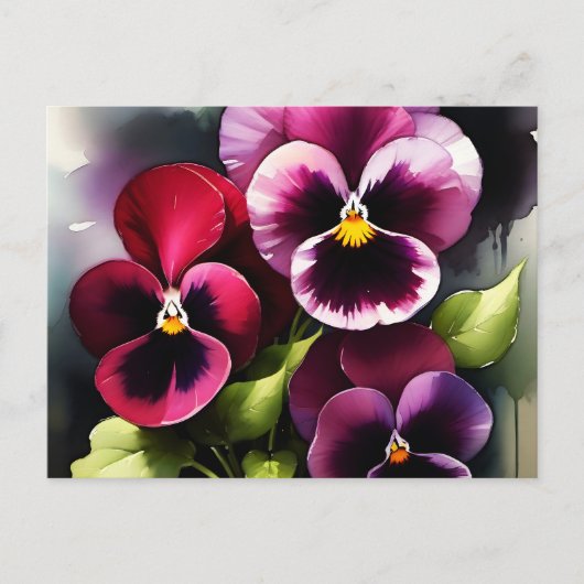 Hübscher Marondaek rote Stiefmütterchen Aquarellma Postkarte (Vorderseite)