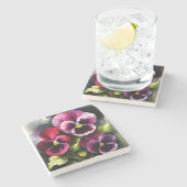 Hübscher Marondaek rote Stiefmütterchen Aquarellma Steinuntersetzer (Seitenansicht)