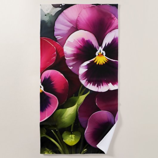 Hübscher Marondaek rote Stiefmütterchen Aquarellma Strandtuch (Vorderseite)