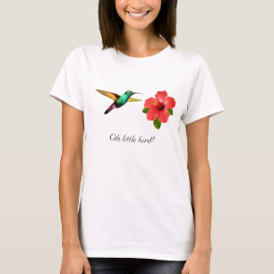 Hübscher mehrfarbiger Kolibri und rote Blume T-Shirt
