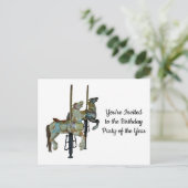 Hübscher Mergo Round Carousel Pferde Geburtstag Postkarte (Stehend Vorderseite)