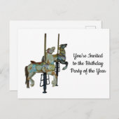 Hübscher Mergo Round Carousel Pferde Geburtstag Postkarte (Vorne/Hinten)