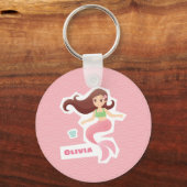 Hübscher Mermaid Girl Wave Muster Pink Schlüsselan Schlüsselanhänger (Vorderseite)