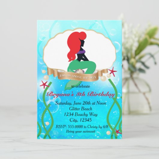Hübscher MERMAID-Strand unter Party Einladung (Stehend Vorderseite)