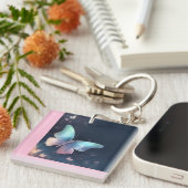 Hübscher metallischer Schmetterling Akryllischer S Schlüsselanhänger (Vorderseite rechts)