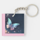 Hübscher metallischer Schmetterling Akryllischer S Schlüsselanhänger (Rückseite)