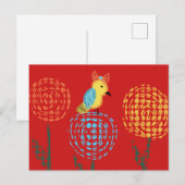 Hübscher Minimalistischer Gelbbvogel Kunstdoodle Postkarte (Vorne/Hinten)