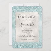 Hübscher Mint Glitzy Sparkle Glitzer Einladung (Vorderseite)