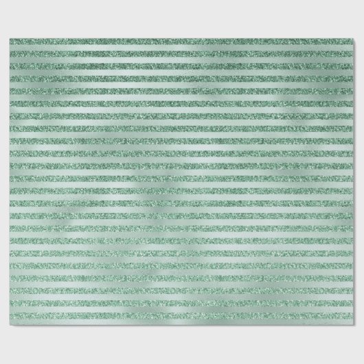 Hübscher Minze Grüner Glitzer Ombre Streifen Geschenkpapier (Flach)