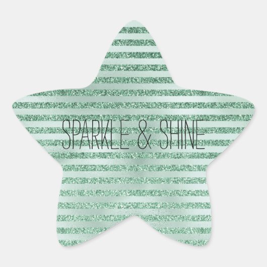 Hübscher Minze Grüner Glitzer Ombre Streifen Stern-Aufkleber (Vorderseite)