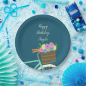 Hübscher Minze- und Aquamariner Fahrradkorb mit Bl Pappteller (Party)