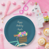 Hübscher Minze- und Aquamariner Fahrradkorb mit Bl Pappteller (Party)