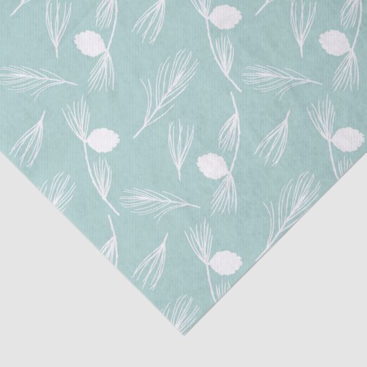 Hübscher, moderner Blaue und Weiße Pinienwald Seidenpapier (Detail)