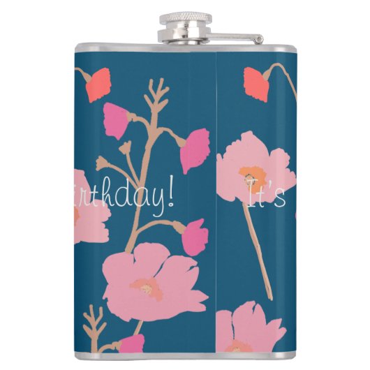 Hübscher, moderner Blumengeburtstag mit individuel Flachmann (Rückseite)