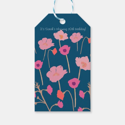 Hübscher, moderner Blumengeburtstag mit individuel Geschenkanhänger (Vorderseite)