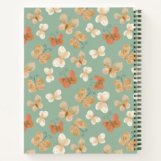 Hübscher Monogram Butterfly Personalisierter Name Notizblock (Rückseite)