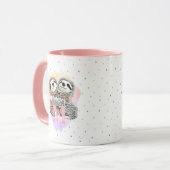 Hübscher Monogramm-Aquarellname Rosa-Slothähne Tasse (Vorderseite Links)