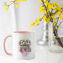 Hübscher Monogramm-Aquarellname Rosa-Slothähne