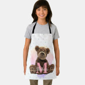 Hübscher Monogramm Aquarellname Rosa Teddybär Schürze (Insitu)