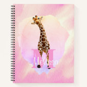 Hübscher Monogramm Wasserfarbname Kinder Giraffe Notizblock (Vorderseite)