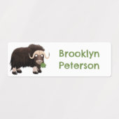 Hübscher Moschus Ochsen Cartoon personalisiert Etiketten (Design 1)