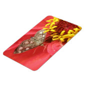 Hübscher Moth auf Red Blume Premium Magnet (Linke Seite)