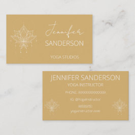 Hübscher Mustard Yellow Boho Floral Lotus Yoga Visitenkarte