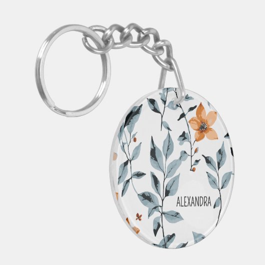 Hübscher Name der Blume Personalisiert Schlüsselanhänger (Vorderseite links)