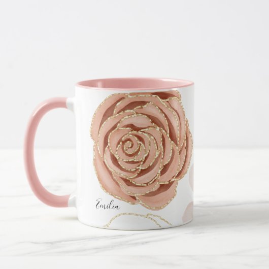 Hübscher Name der rosa Rosenblüte Tasse (Links)
