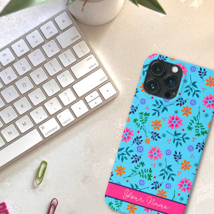 Hübscher Name des Blauer Fun Floral Spring Musters Case-Mate iPhone Hülle
