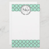 Hübscher Name des grünen oder grauen Quatrefolien- Briefpapier (Vorne/Hinten)