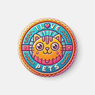 Hübscher Neon-Katzen-Button Magnet
