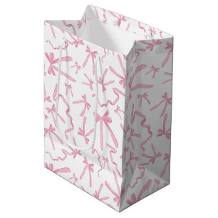 Hübscher Niedlicher rosa Flachbogen Muster-Wellen Mittlere Geschenktüte