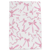 Hübscher Niedlicher rosa Flachbogen Muster-Wellen Mittlere Geschenktüte (Vorderseite)