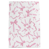 Hübscher Niedlicher rosa Flachbogen Muster-Wellen Mittlere Geschenktüte (Rückseite)