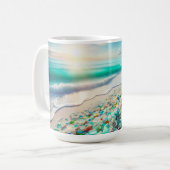 Hübscher Ocean Beach mit Sea Glass Kaffeetasse (Vorderseite Links)