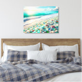 Hübscher Ocean Beach mit Sea Glass Leinwanddruck (Insitu (Schlafzimmer))